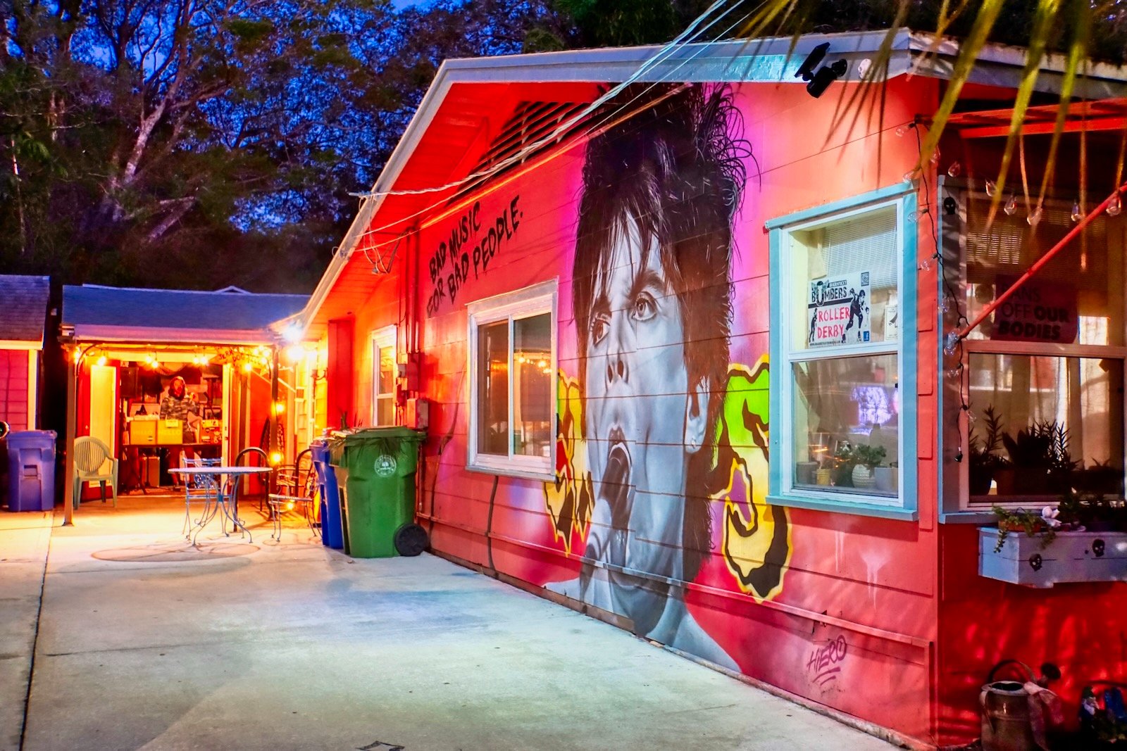 bold mural on side of house/studio in Village of the Arts Bradenton