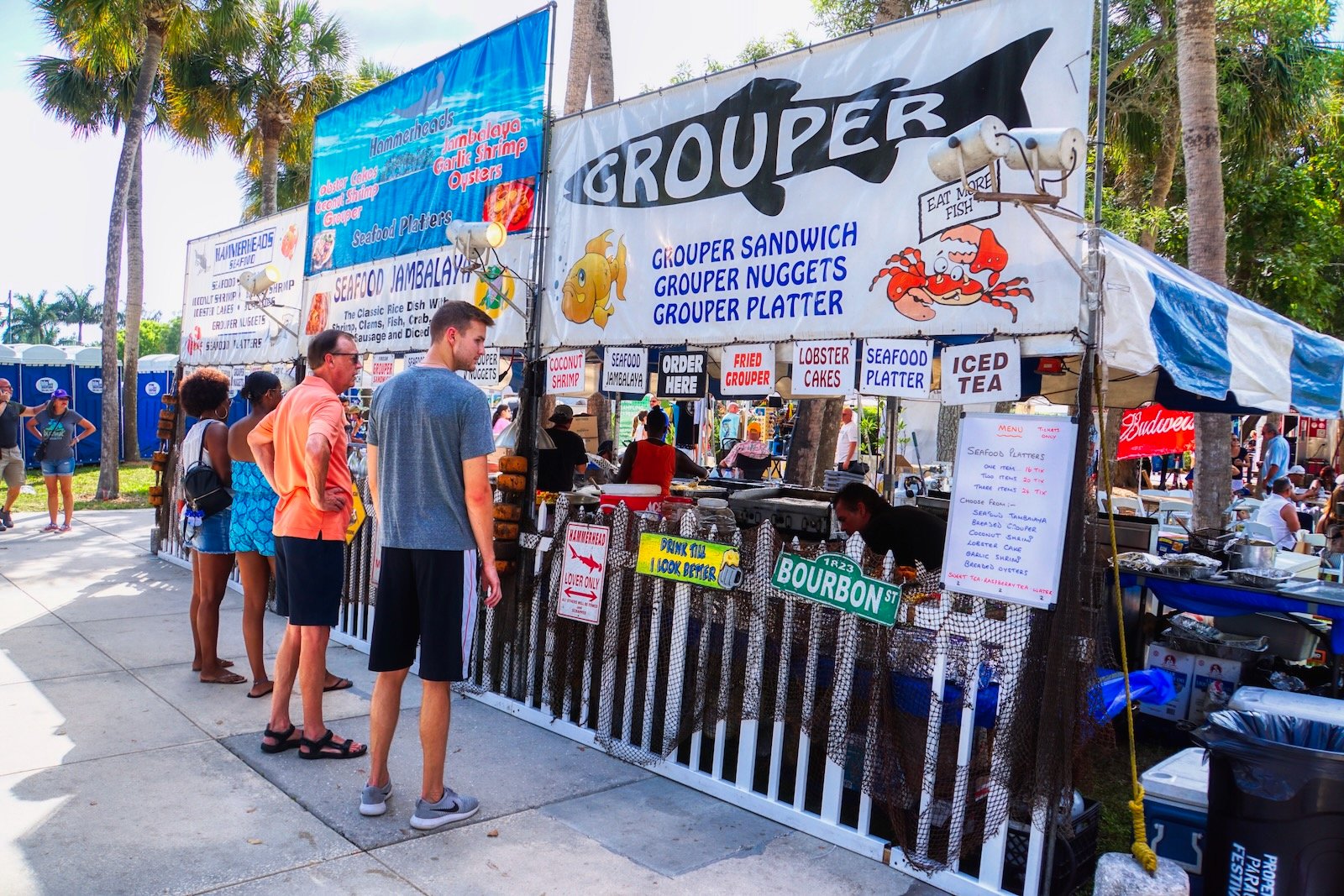 Grouper sandwich, grouper nuggets, or grouper platter at the Sarasota Seafood & Music Festival.
