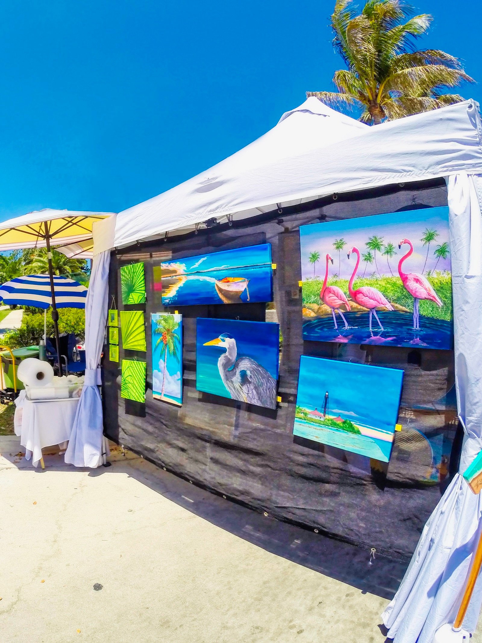 Tropical themed art at the Siesta Fiesta Art Festival at Siesta Village
