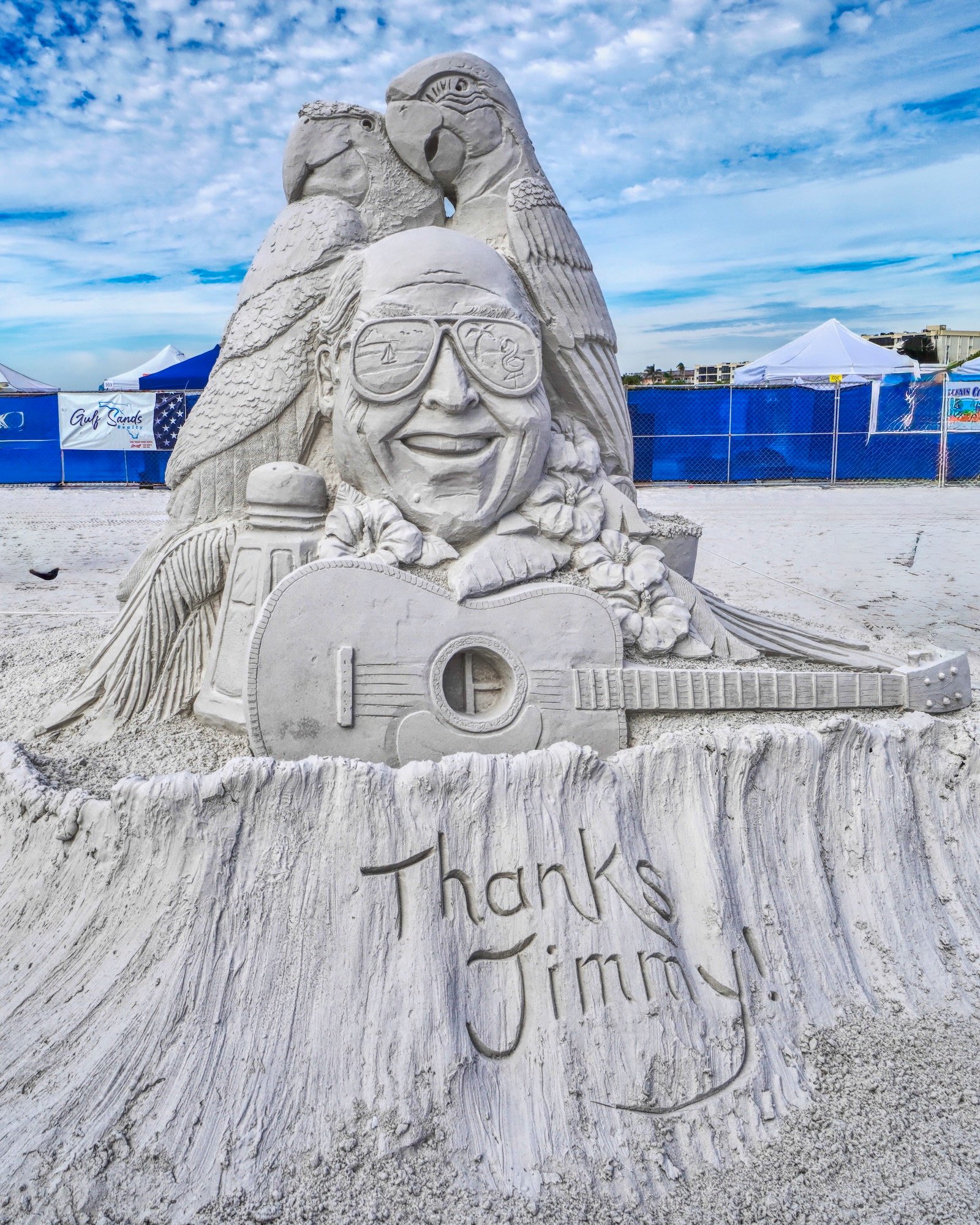 sand art sarasota pays tribute to Jimmy Buffett