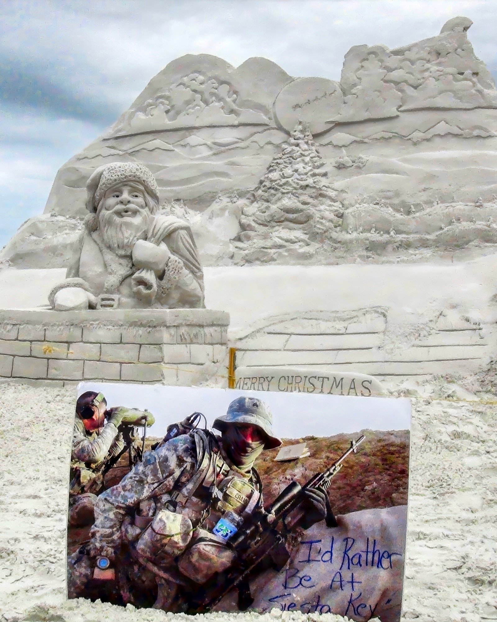 Local soldier's pic at the Crystal Classic Siesta Key touches hearts for the US military men & women