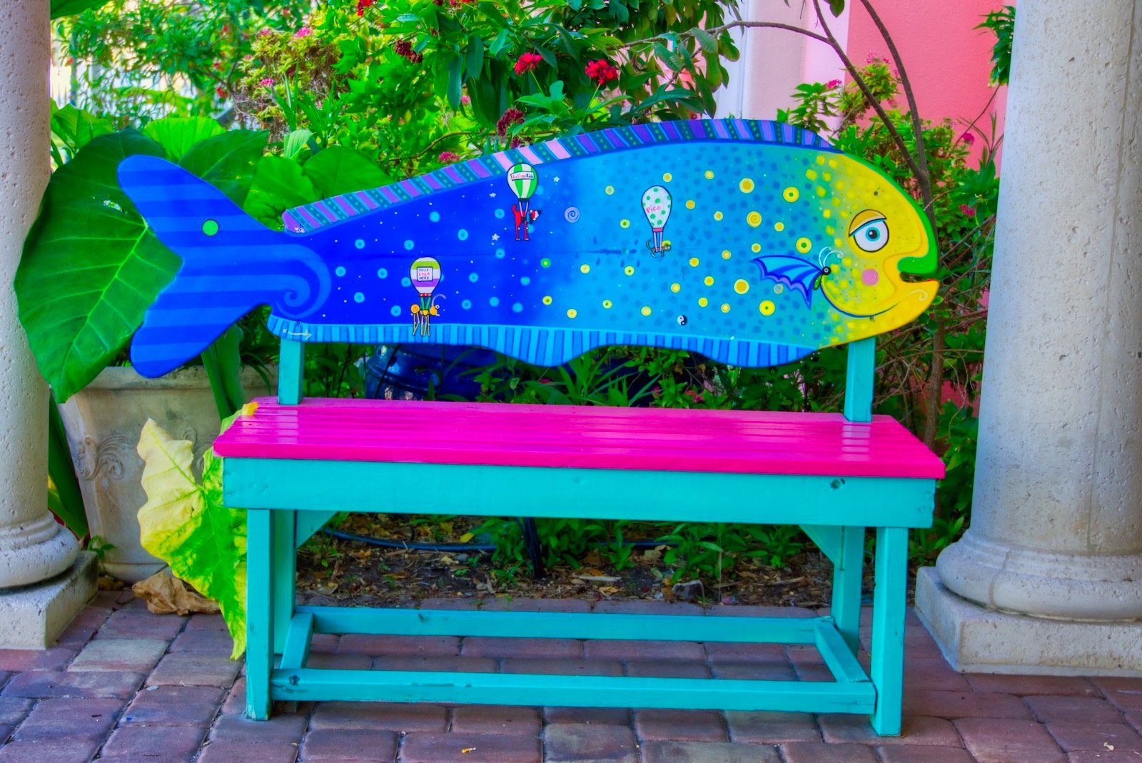 Big, colorful fish at Marietta Museum of Art & Whimsy in Sarasota