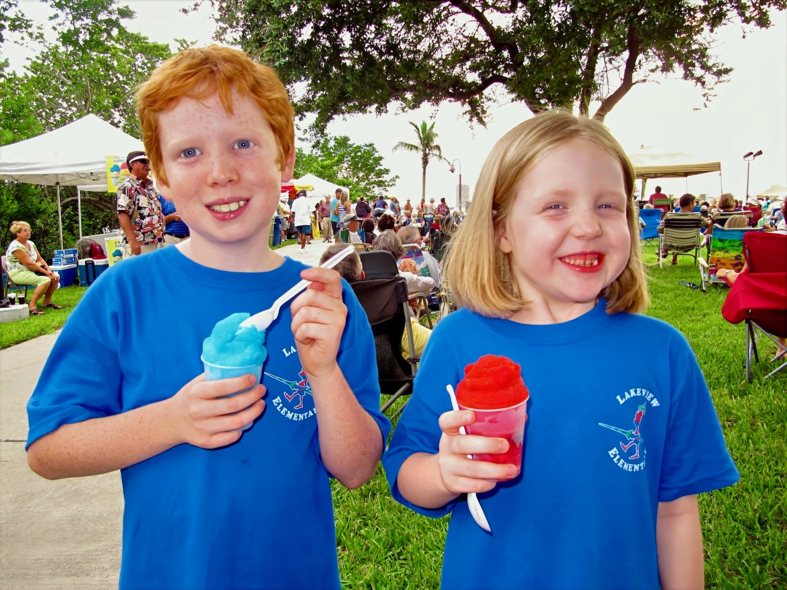kids enjoy snow cones at FridayFest at Van Wezel