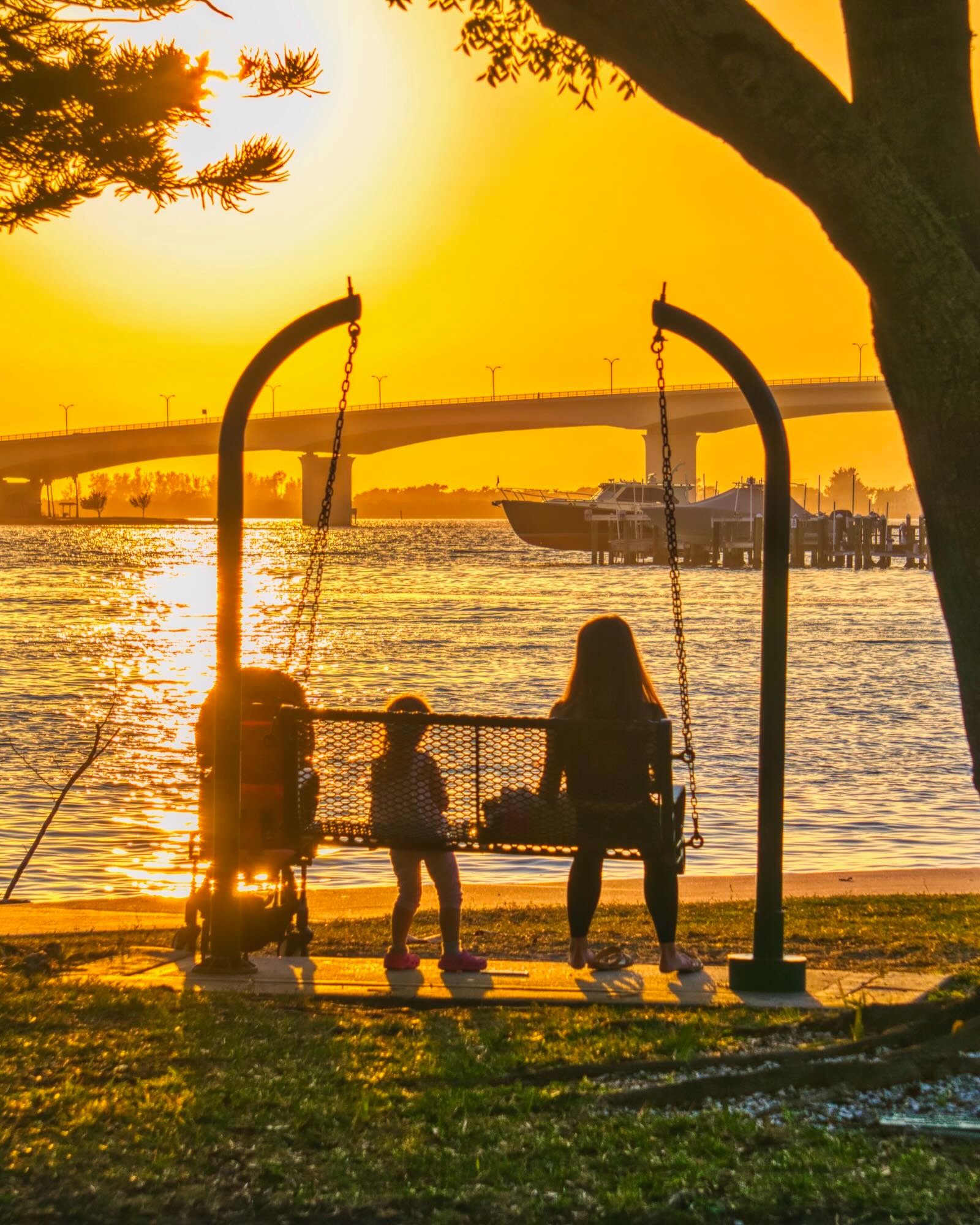 stopping to enjoy a sunset at Bayfront Park Sarasota