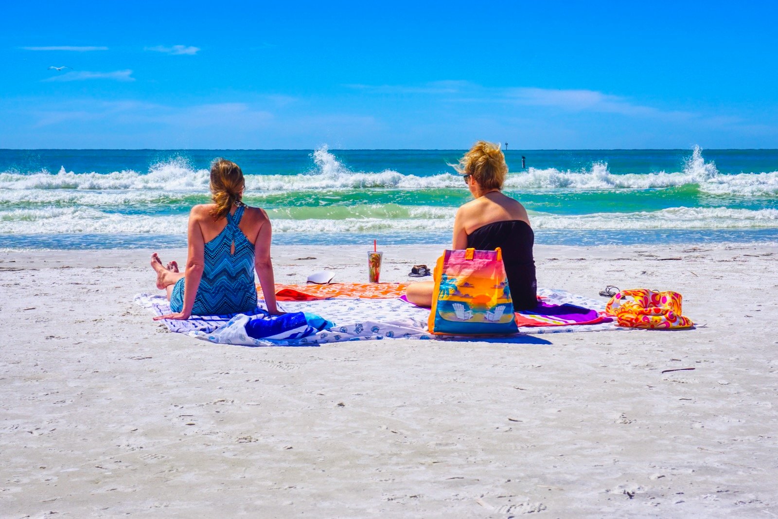 sarasota lifeguard stands - morning coffeee at the beach