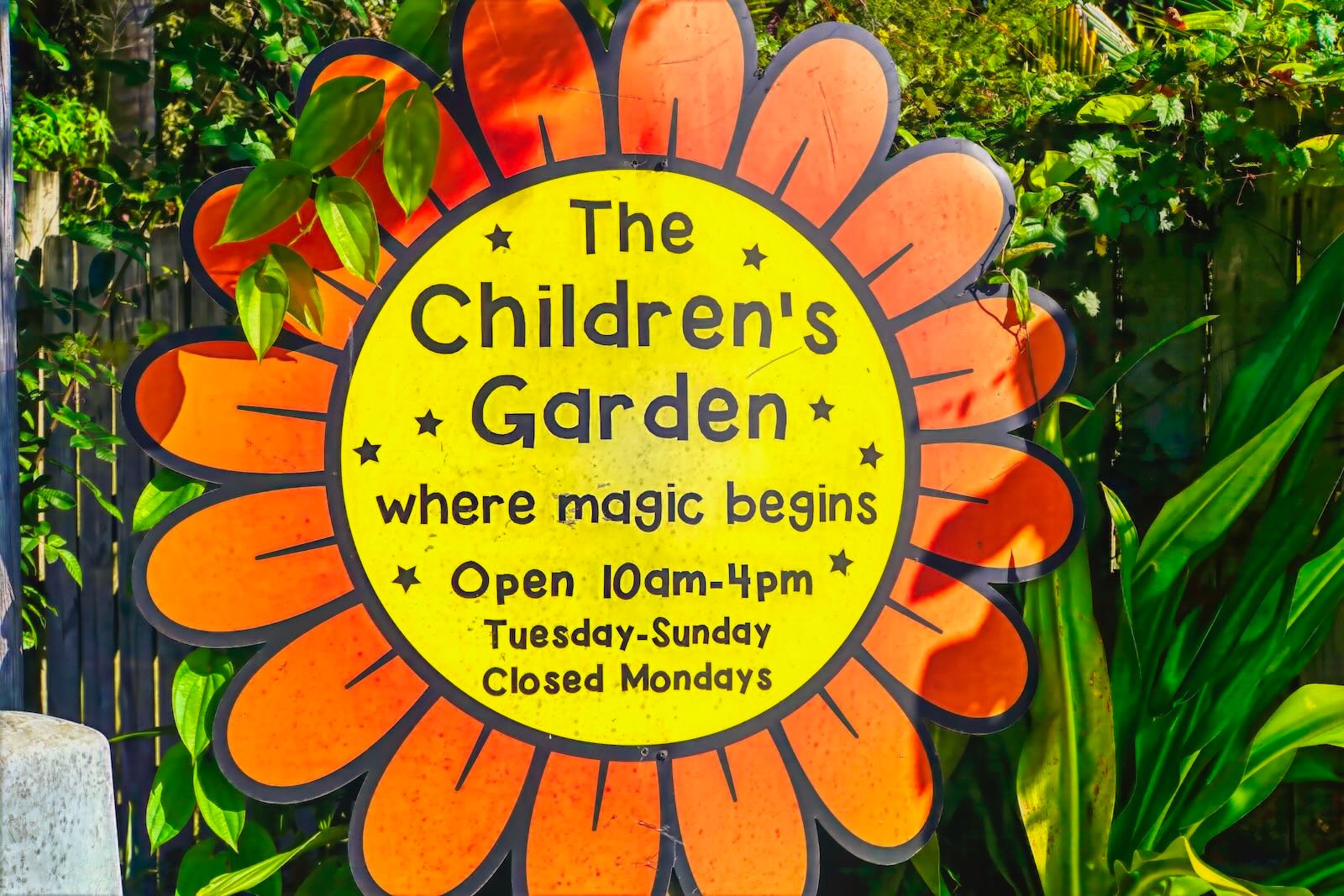 colorful sign at The Children’s Garden Sarasota
