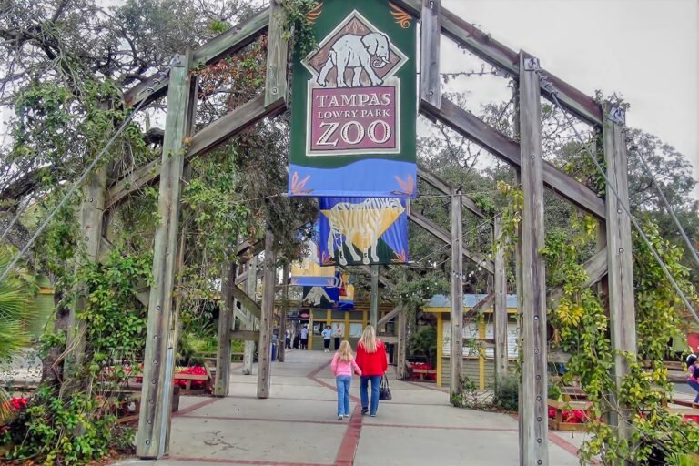 Zoo Tampa Lowry Park entrance sign in Tampa Florida