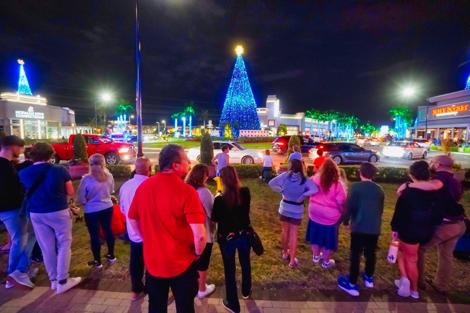 giant Christmas tree synchronized to music at UTC Christmas