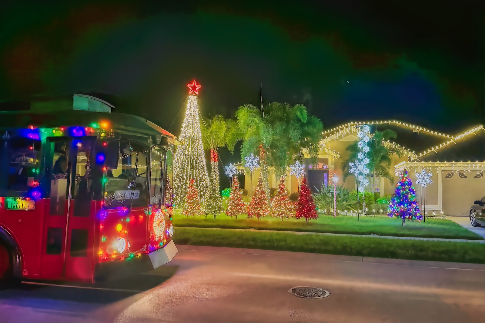 Christmas Around Sarasota trolley rides through neighborhoods