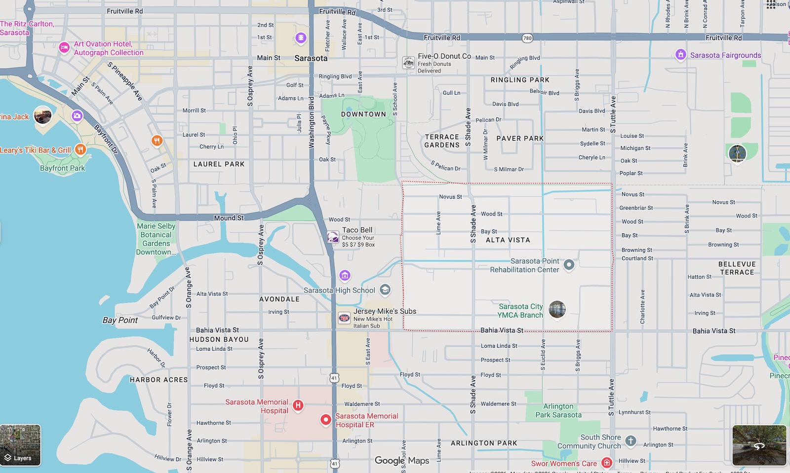 alta vista sarasota neighborhood map